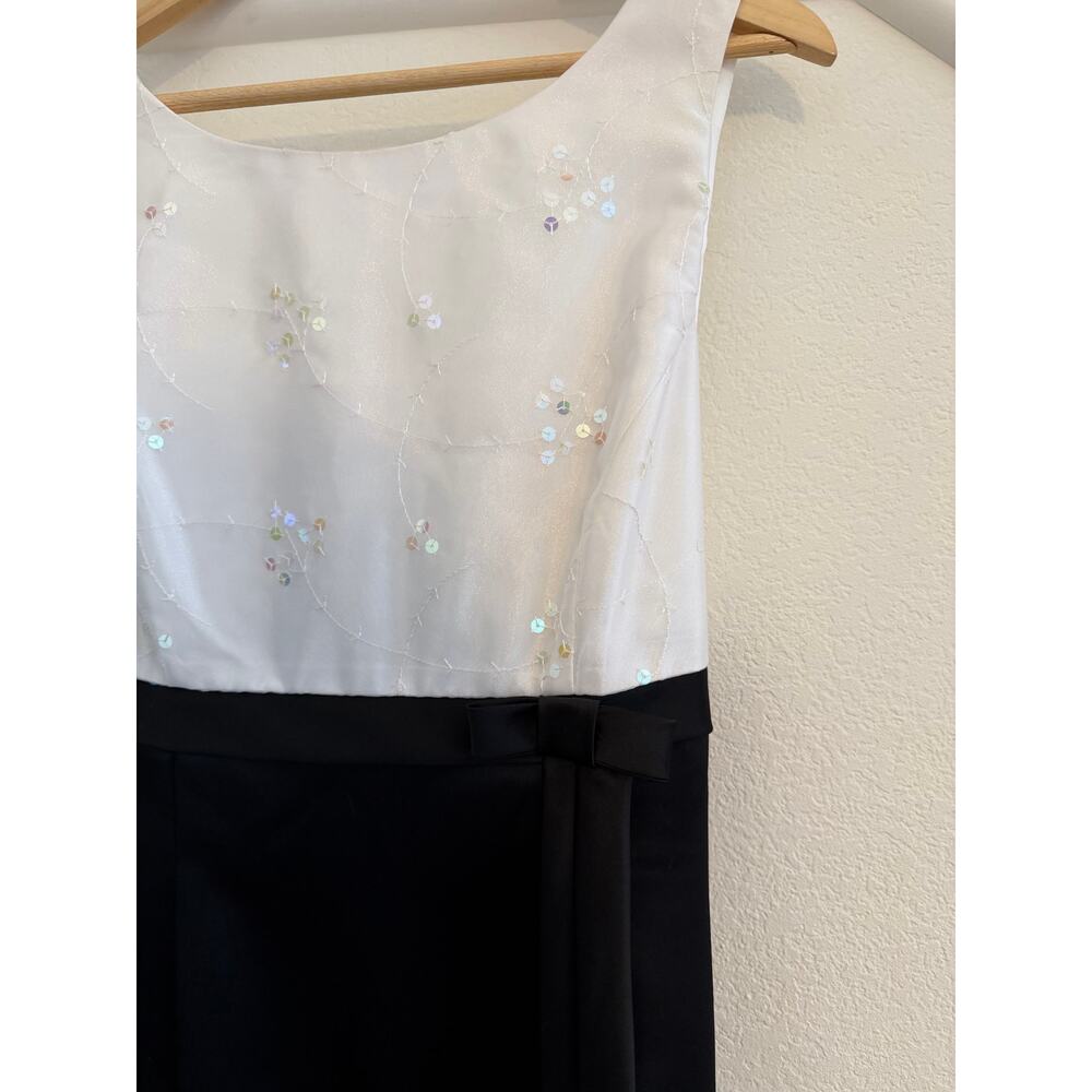 NWT JR Nites by Caliendo Midi Dress Womens Sz 14 White Black Formal Event Gala - Picture 9 of 13